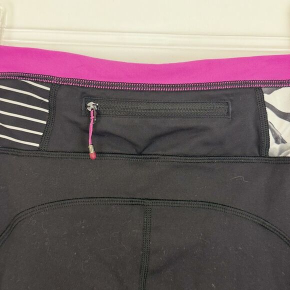 LULULEMON Speed Tight 6 Brushed Interlock Black Quilt Reflect Ruched Pants B80 - Picture 4 of 8